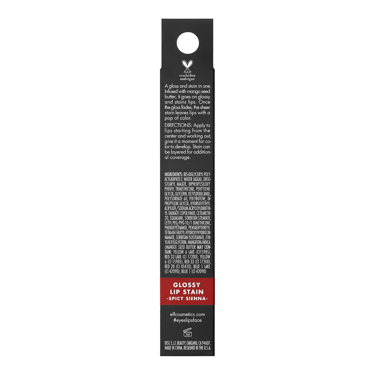 e.l.f. Glossy Lip Stain. Long-Lasting. Lightweight Lip Stain For A Sheer Pop Of Color & Subtle Gloss Finish. Vegan & Cruelty-Free. Spicy Sienna