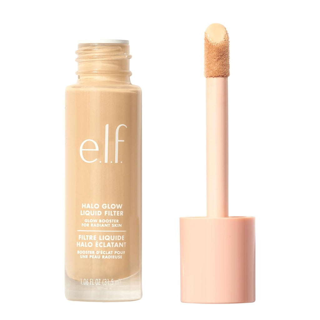e.l.f. Halo Glow Liquid Filter. Hydrating Complexion Boost. 0.5 Fair | Soft Focus. Luminous Natural Glow for Face & Body. Infused with Hyaluronic Acid & Squalene. Vegan & Cruelty-Free
