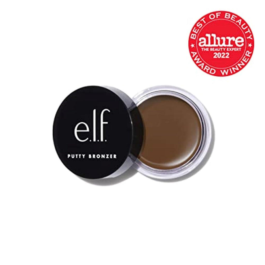 e.l.f. Putty Bronzer. Creamy & Highly Pigmented Formula. Creates a Long-Lasting Bronzed Glow. Infused with Argan Oil & Vitamin E. Sun Kissed. 0.35 Oz
