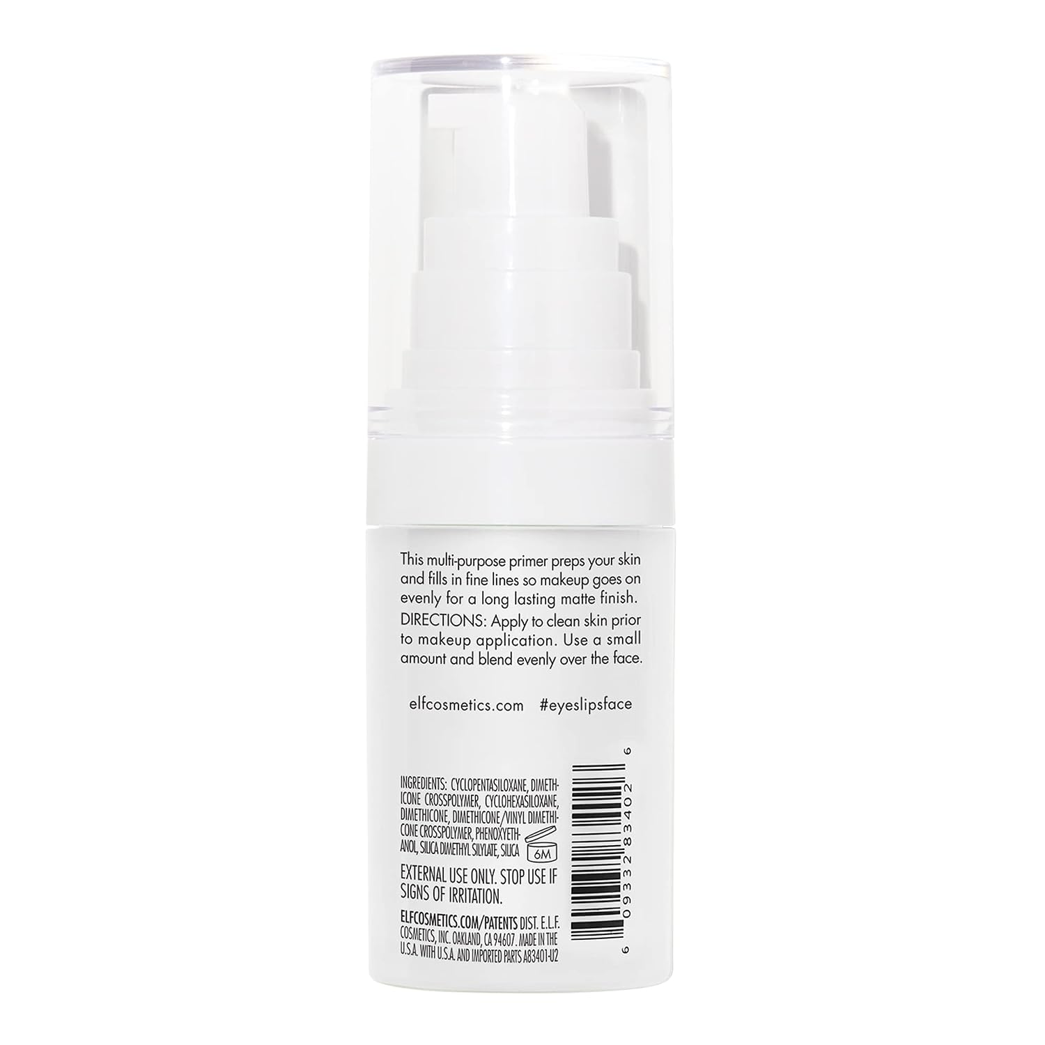 e.l.f. Mineral Infused Face Primer. Primer For A Smooth Foundation Base. Fills In Fine Lines & Refines Complexion. Vegan & Cruelty-free. Small