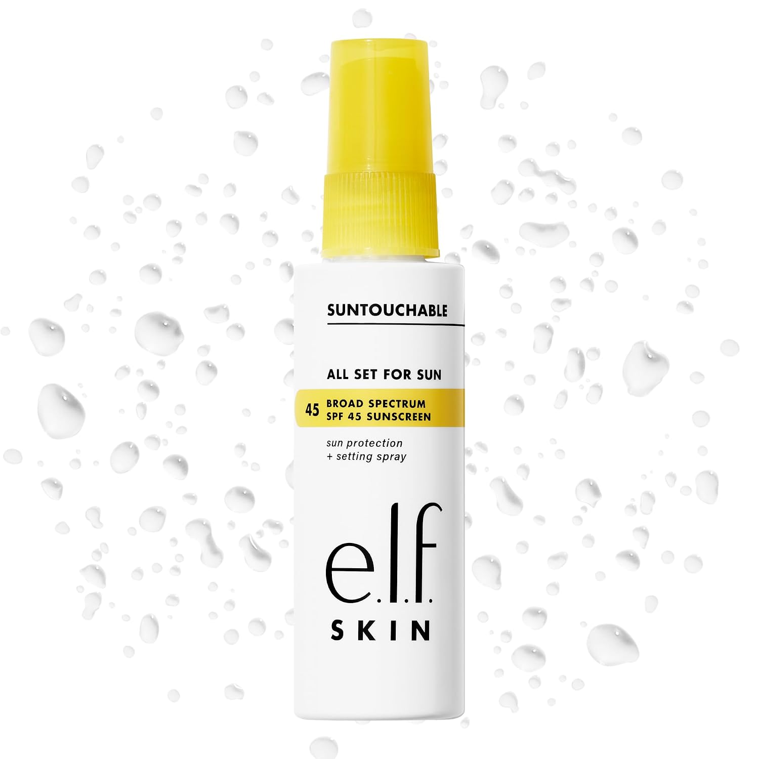 e.l.f. SKIN All Set For Sun SPF 45 Setting Spray | Clear Makeup Setting Mist + Sunscreen. Weightless SPF Face Protection & Makeup-Locking Spray. Vegan & Cruelty-Free