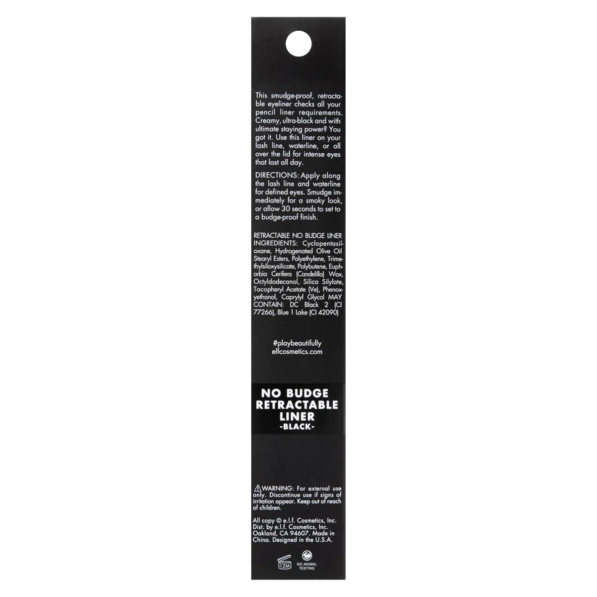 e.l.f. No Budge Retractable Eyeliner. Creamy. Ultra-Pigmented & Waterproof. Creates Bold & Defined Lines. Vegan & Cruelty-Free. Black