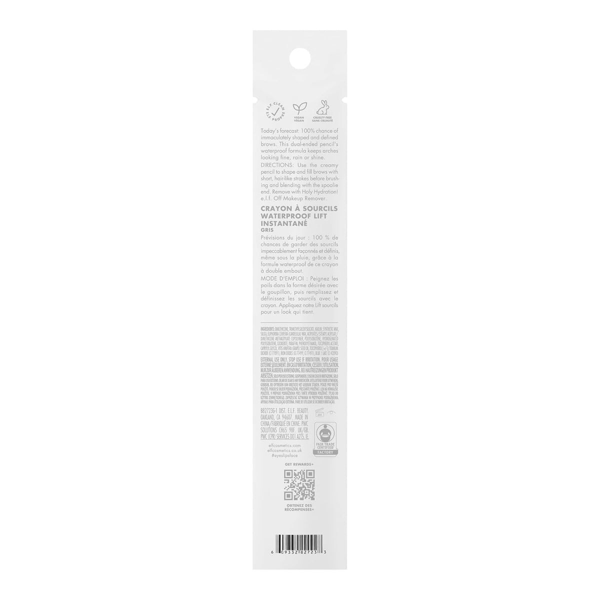 e.l.f. Instant Lift Waterproof Eyebrow Pencil. Grey | Dual-Ended with Precision Tip & Spoolie. Smudge-Resistant Formula for Natural. Long-Lasting Brows