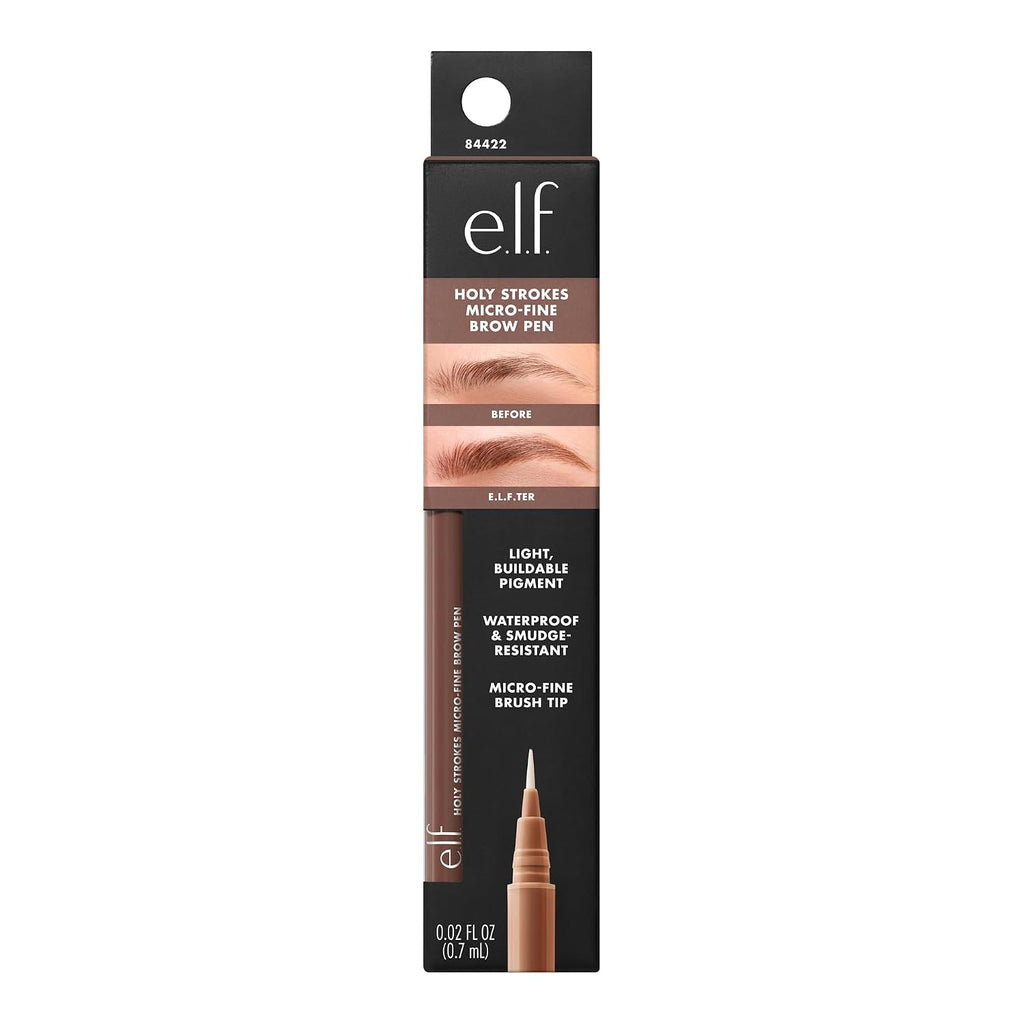 e.l.f. Holy Strokes Micro-Fine Brow Pen. Liquid Waterproof Eyebrow Makeup For Detailing & Adding Dimension. Vegan & Cruelty-Free. Soft Brown