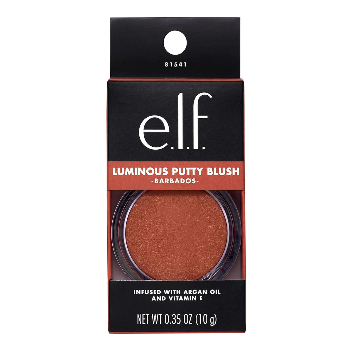 e.l.f. Luminous Putty Blush. Putty-to-Powder. Buildable Blush With A Subtle Shimmer Finish. Highly Pigmented & Creamy. Vegan & Cruelty-Free. Barbados