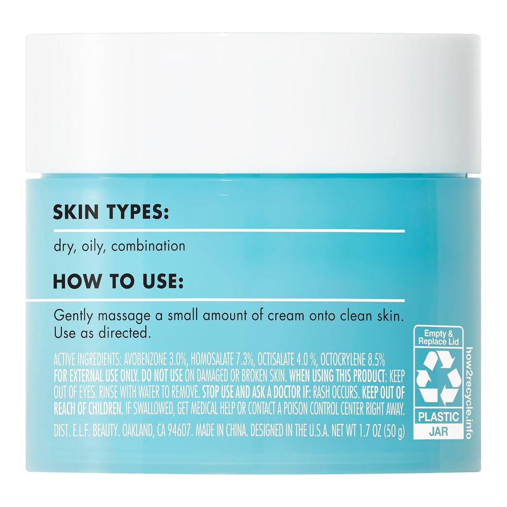 e.l.f. SKIN Holy Hydration! Face Cream SPF 30 Sunscreen Moisturizer. 1.7 oz | Hydrating Daily Face Moisturizer with Niacinamide + Hyaluronic Acid. Lightweight Non-Greasy Feeling. Vegan & Cruelty-Free