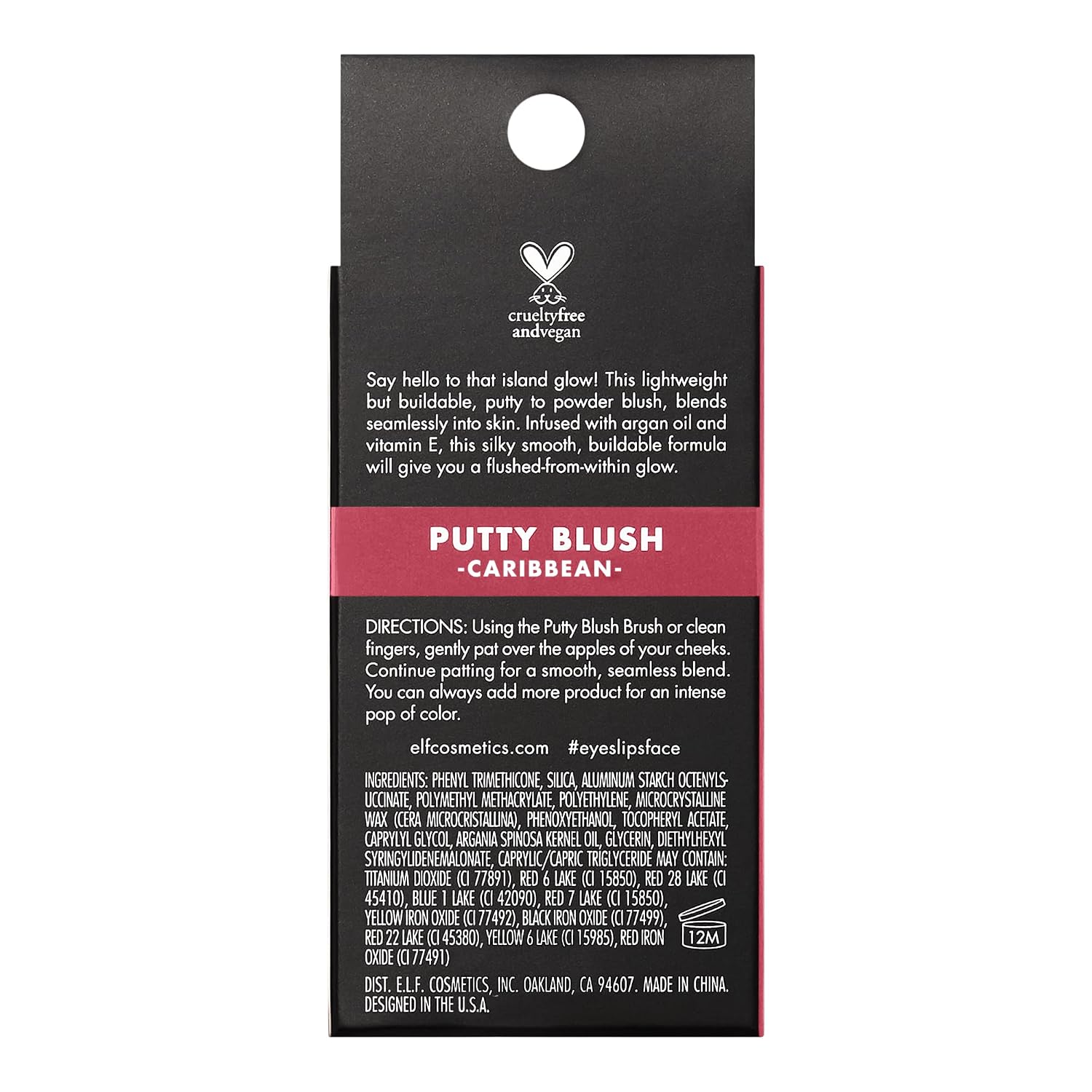 e.l.f. Putty Blush. Creamy & High-Pigment Formula For A Natural Glow. Delivers A Semi-Matte & Powder Finish. Vegan & Cruelty-Free. Caribbean