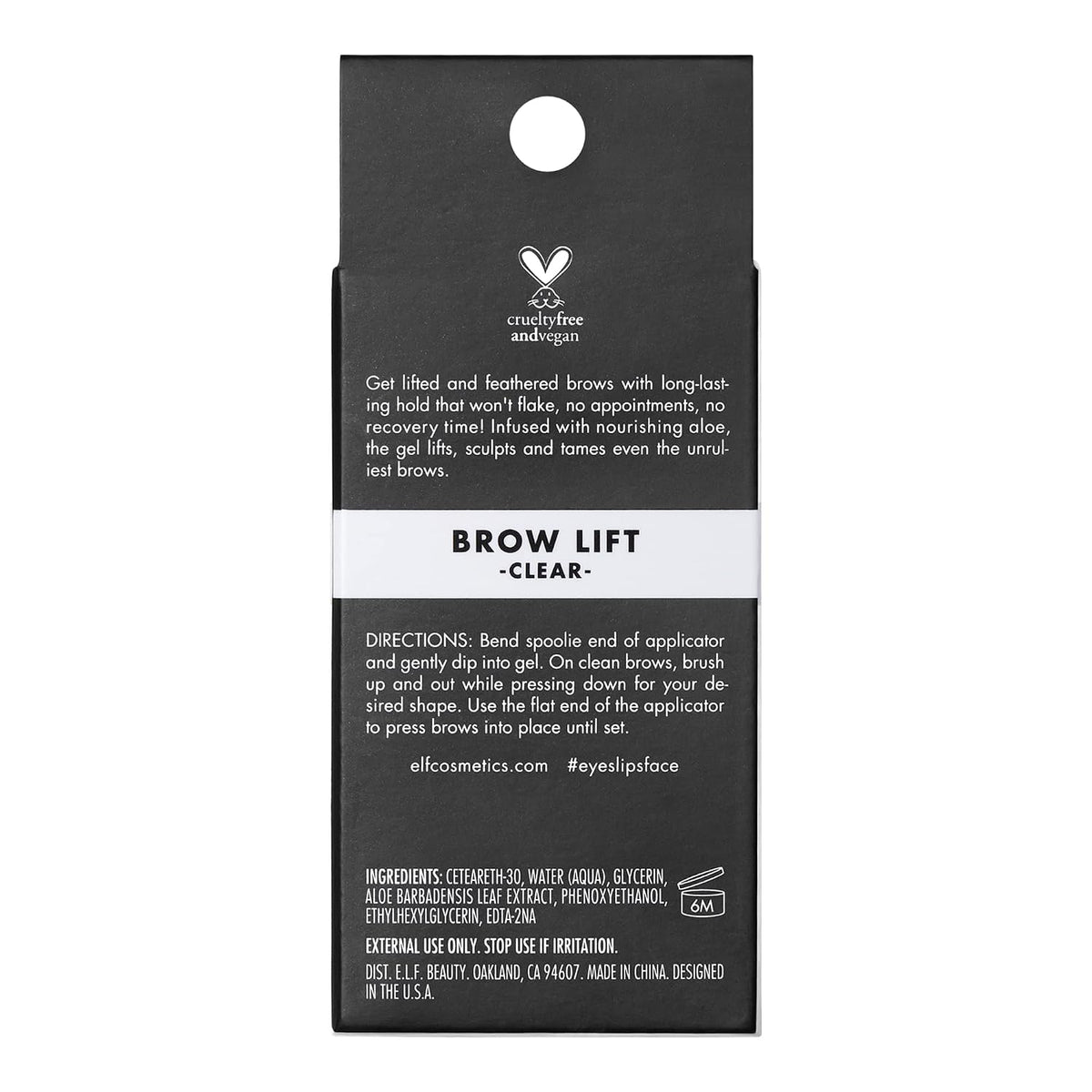 e.l.f. Brow Lift. Clear Eyebrow Shaping Wax For Holding Brows In Place. Creates A Fluffy Feathered Look. Vegan & Cruelty-Free. Clear