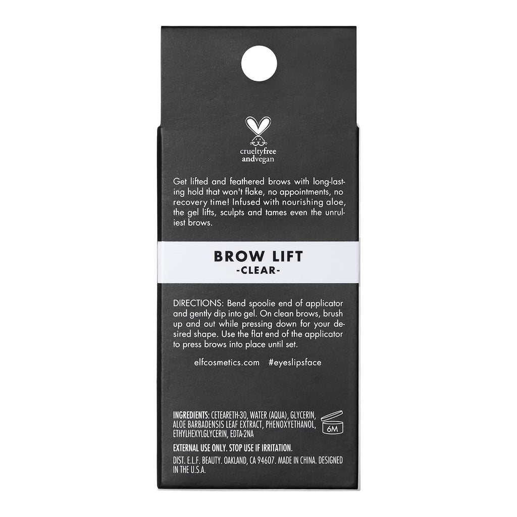 e.l.f. Brow Lift. Clear Eyebrow Shaping Wax For Holding Brows In Place. Creates A Fluffy Feathered Look. Vegan & Cruelty-Free. Clear
