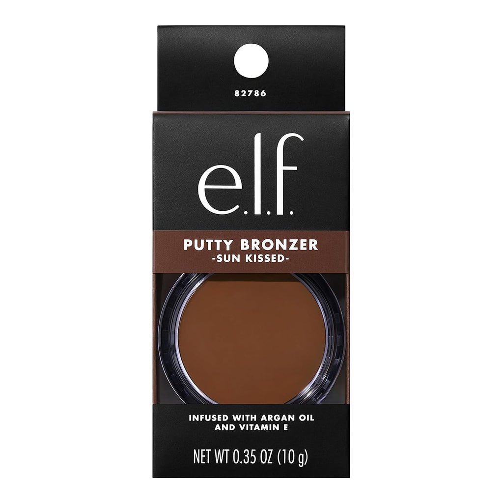 e.l.f. Putty Bronzer. Creamy & Highly Pigmented Formula. Creates a Long-Lasting Bronzed Glow. Infused with Argan Oil & Vitamin E. Sun Kissed. 0.35 Oz