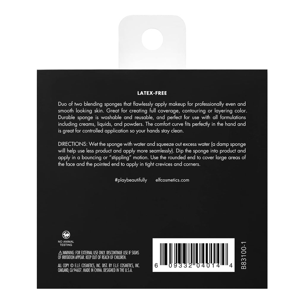 e.l.f. Total Face Sponge Duo. Plush. Multi-Sided & Latex-Free Makeup Sponges For Easy Blending Of Concealer. Highlighter & more. Vegan & Cruelty-Free