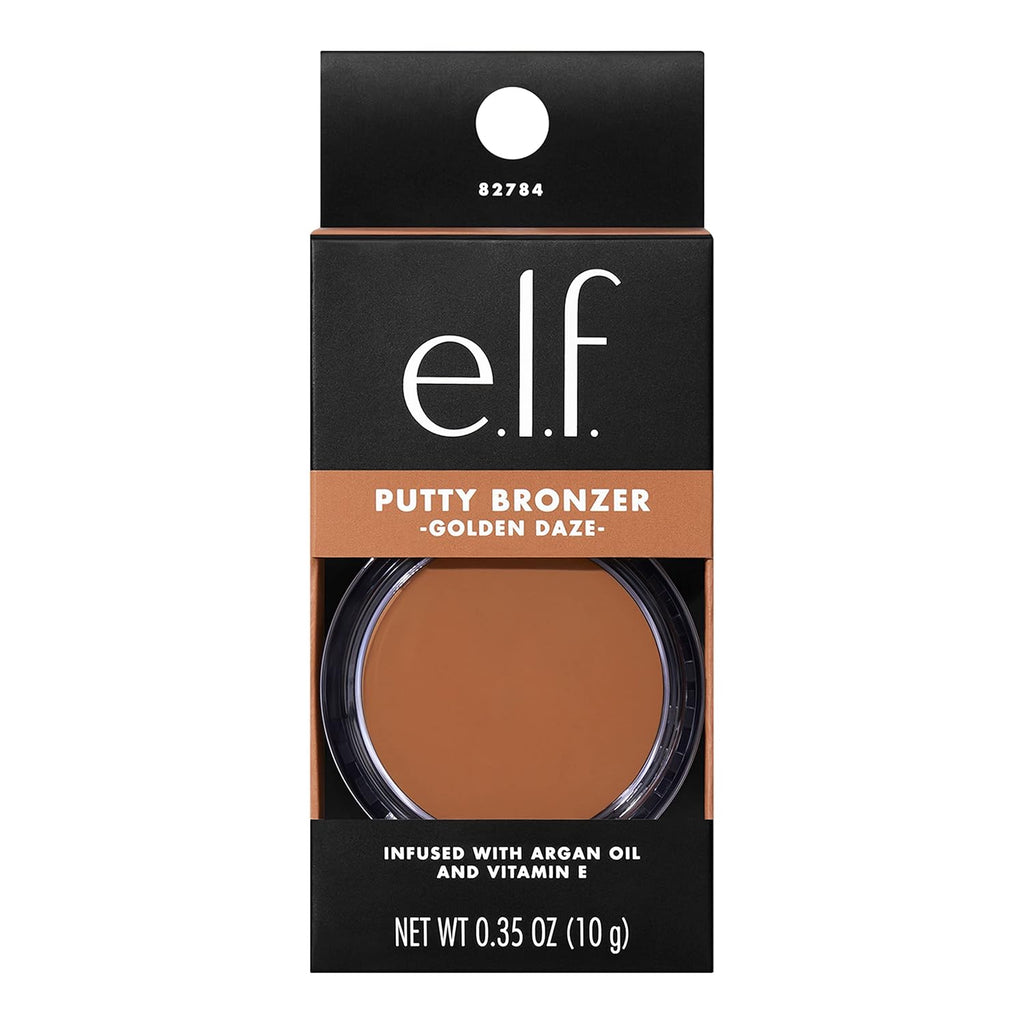e.l.f. Putty Bronzer. Creamy & Highly Pigmented Formula. Creates a Long-Lasting Bronzed Glow. Infused with Argan Oil & Vitamin E. Golden Daze. 0.35 Oz (10g)