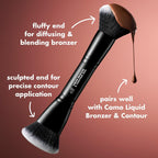 e.l.f. Liquid Bronzer & Contour Duo Brush | Silky Highly Pigmented Formula with Dual-ended Makeup Brush. Synthetic Bristles. 100% Vegan and Cruelty-Free