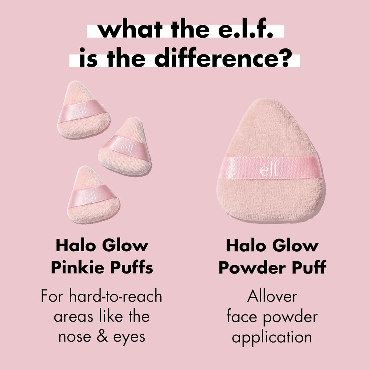 e.l.f. Halo Glow Pinkie Puffs | Finger-sized. Mini Puff For Applying Loose & Pressed Powders. Soft. Reusable & Washable. Vegan & Cruelty-Free. Set of 3