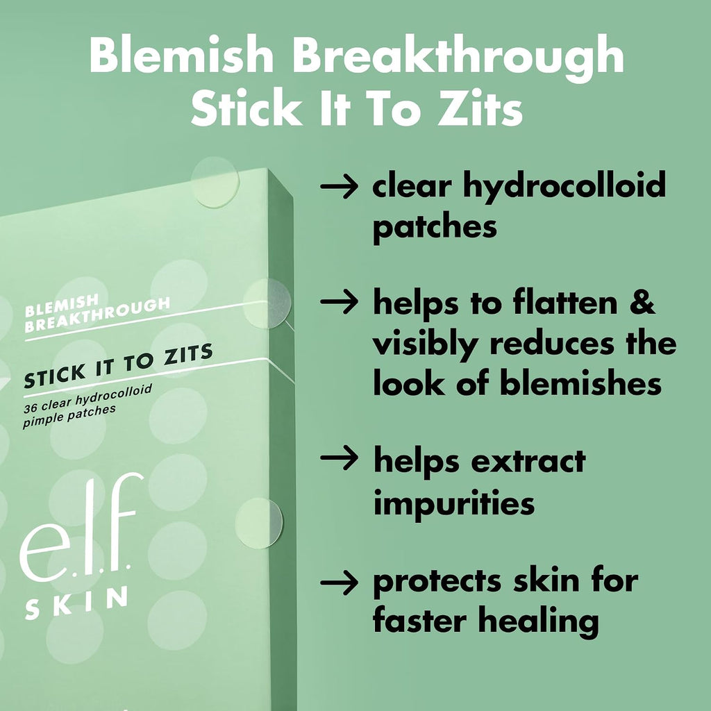 e.l.f. SKIN Blemish Breakthrough Stick It To Zits Pimple Patches | Helps Reduce The Look of Blemishes & Heal. Vegan & Cruelty-free. 36 Patches