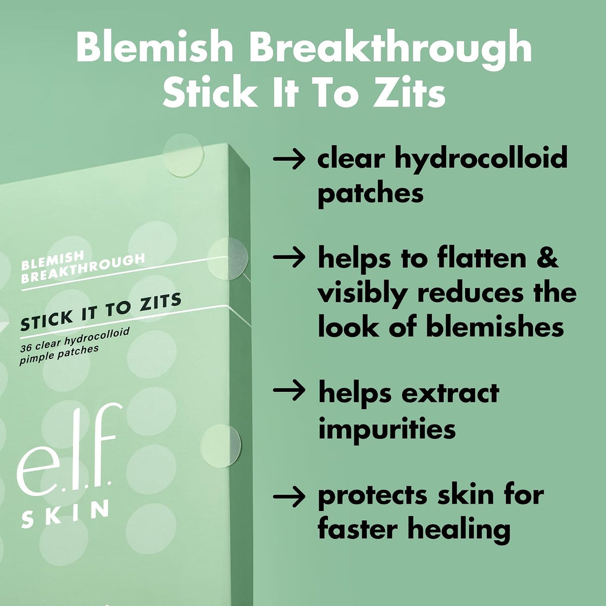 e.l.f. SKIN Blemish Breakthrough Stick It To Zits Pimple Patches | Helps Reduce The Look of Blemishes & Heal. Vegan & Cruelty-free. 36 Patches