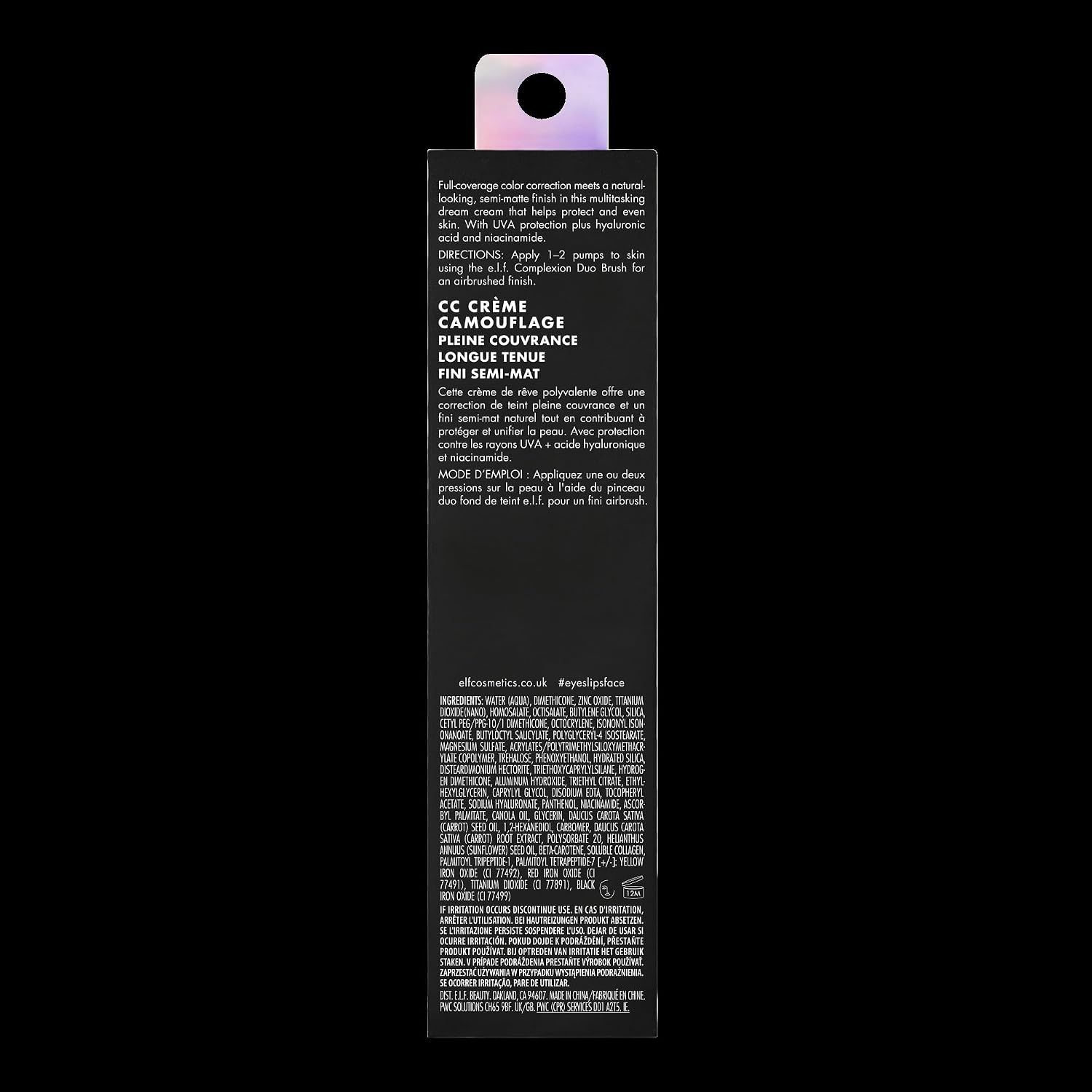 e.l.f. Camo CC Cream. SPF 30 Color-Correcting Medium-To-Full Coverage Face Foundation. Delivers An Airbrushed Finish. Vegan & Cruelty-Free. Deep 530 W