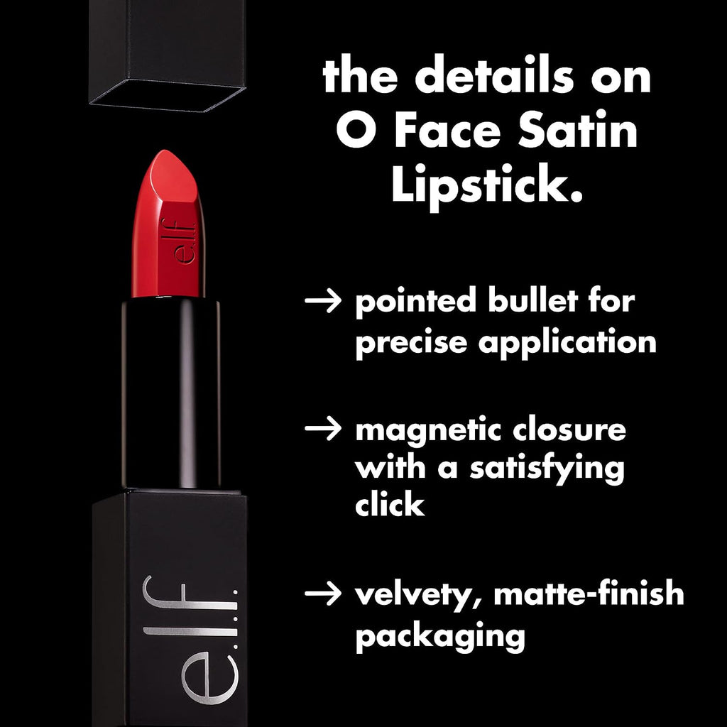 e.l.f. O Face Satin Lipstick. Richly Pigmented. Nourishing & Long-Lasting Creamy Lipstick. Infused With Jojoba. Vegan & Cruelty-Free. Me. Myself And I