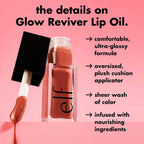 e.l.f. Glow Reviver Lip Oil. Tinted. Hydrating & Non-Sticky. Coral Fixation | High-Shine Tinted Lip Oil. Hydrating. Infused with Jojoba & Nourishing Oils. Glossy Formula. Vegan & Cruelty-Free