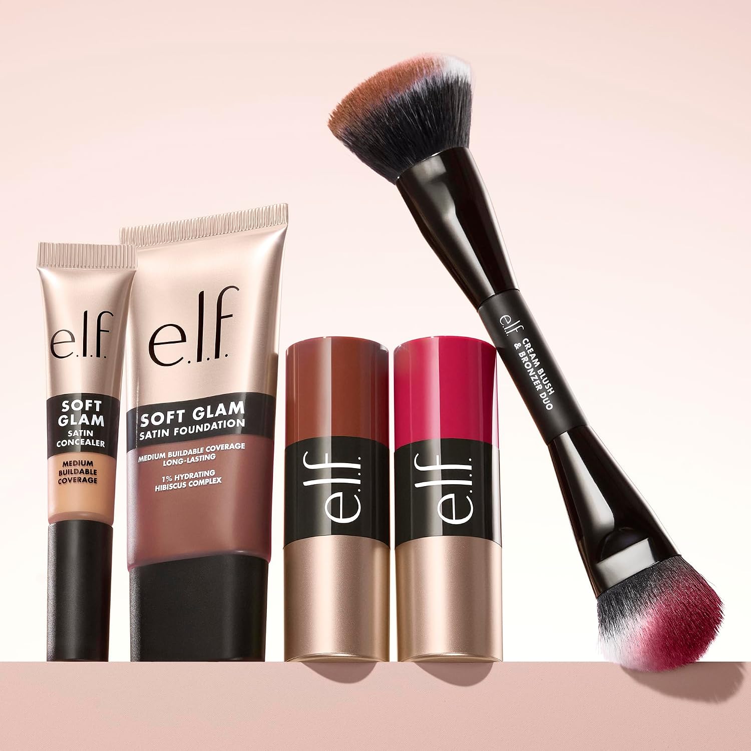 e.l.f. Cream Blush & Bronzer Duo Brush. Blending & Layering Brush | Cream Formulas. Dense Synthetic Bristles. Angled Sculpting. Creates Seamless & Professional Finish. Vegan & Cruelty-Free