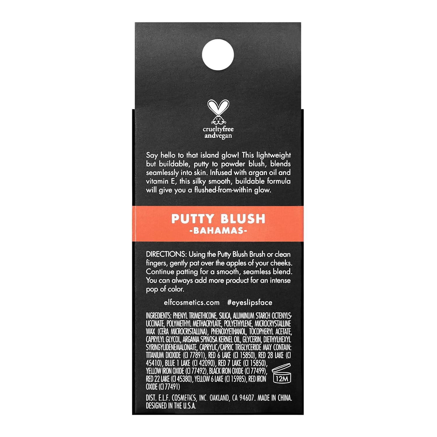 e.l.f. Putty Blush. Creamy & High-Pigment Formula For A Natural Glow. Delivers A Semi-Matte & Powder Finish. Vegan & Cruelty-Free. Bahamas
