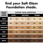 e.l.f. Soft Glam Satin Foundation. Medium Coverage. 14 Fair Cool | Satin Finish. Long-Lasting Wear. Hydrating Hyaluronic Acid & Hibiscus Complex. Blurs Pores. Lightweight. Vegan & Cruelty-Free