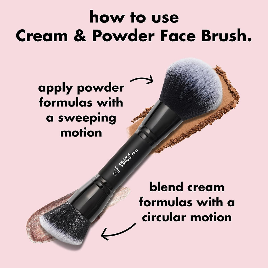 e.l.f. Dual-Ended Cream + Powder Brush | Two-in-One Makeup Brush For Creating A Gorgeous. Airbrushed-looking Complexion. Vegan & Cruelty-free