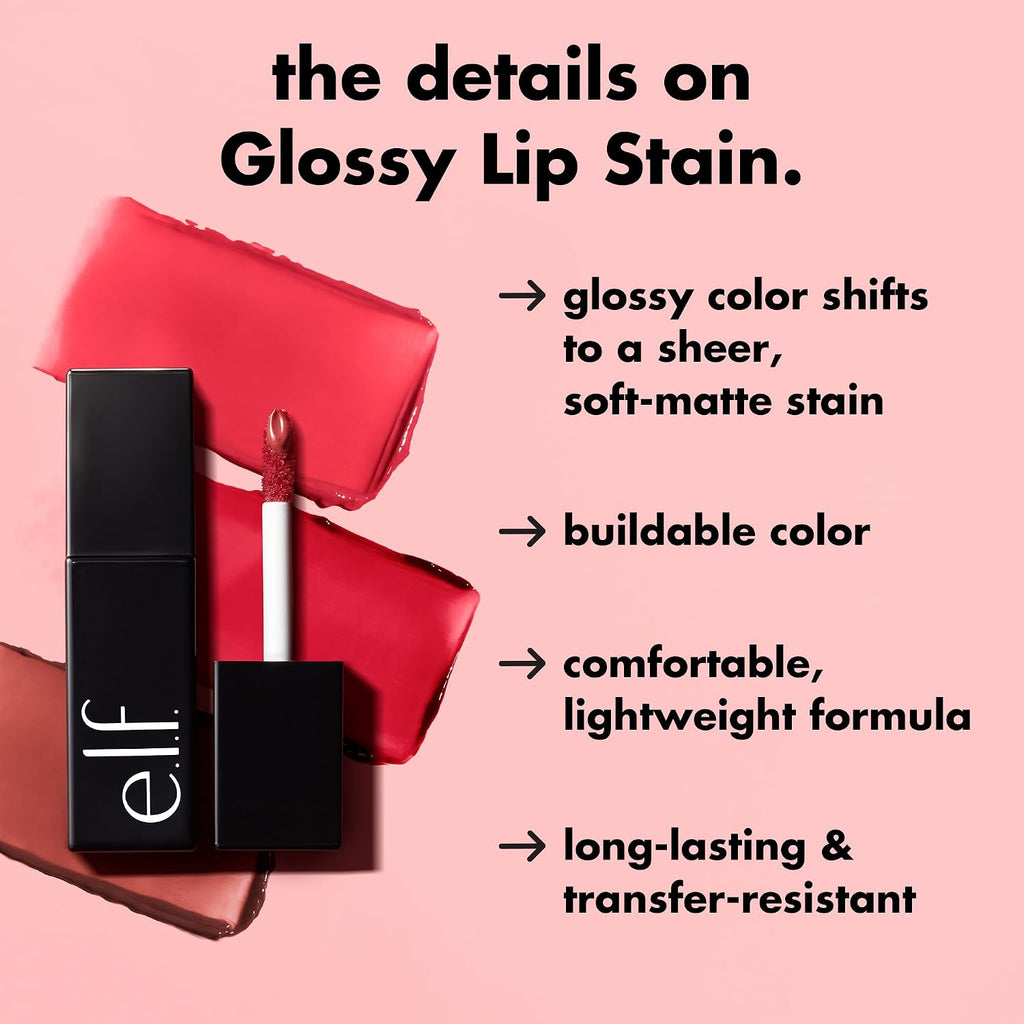 e.l.f. Glossy Lip Stain. Long-Lasting. Lightweight Lip Stain For A Sheer Pop Of Color & Subtle Gloss Finish. Vegan & Cruelty-Free. Cinnamon Dreamz
