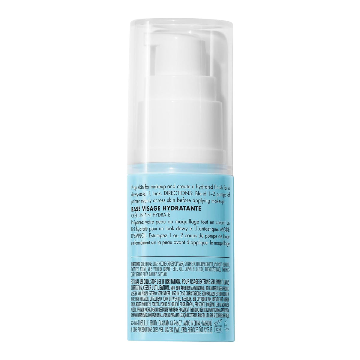 e.l.f. Hydrating Face Primer. Small | Moisturizing Makeup Base. Smooths Pores & Fine Lines. Long-Lasting Wear. Preps Skin for Foundation Application