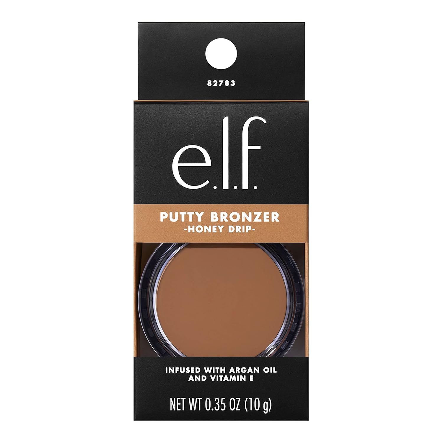 e.l.f. Putty Bronzer. Creamy & Highly Pigmented Formula. Creates a Long-Lasting Bronzed Glow. Infused with Argan Oil & Vitamin E. Honey Drip. 0.35 Oz (10g)