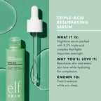 e.l.f. SKIN Blemish Breakthrough Triple-Acid Resurfacing Serum. Hydrating Night Serum For Fighting Blemishes. Helps Improve Skin Tone & Texture