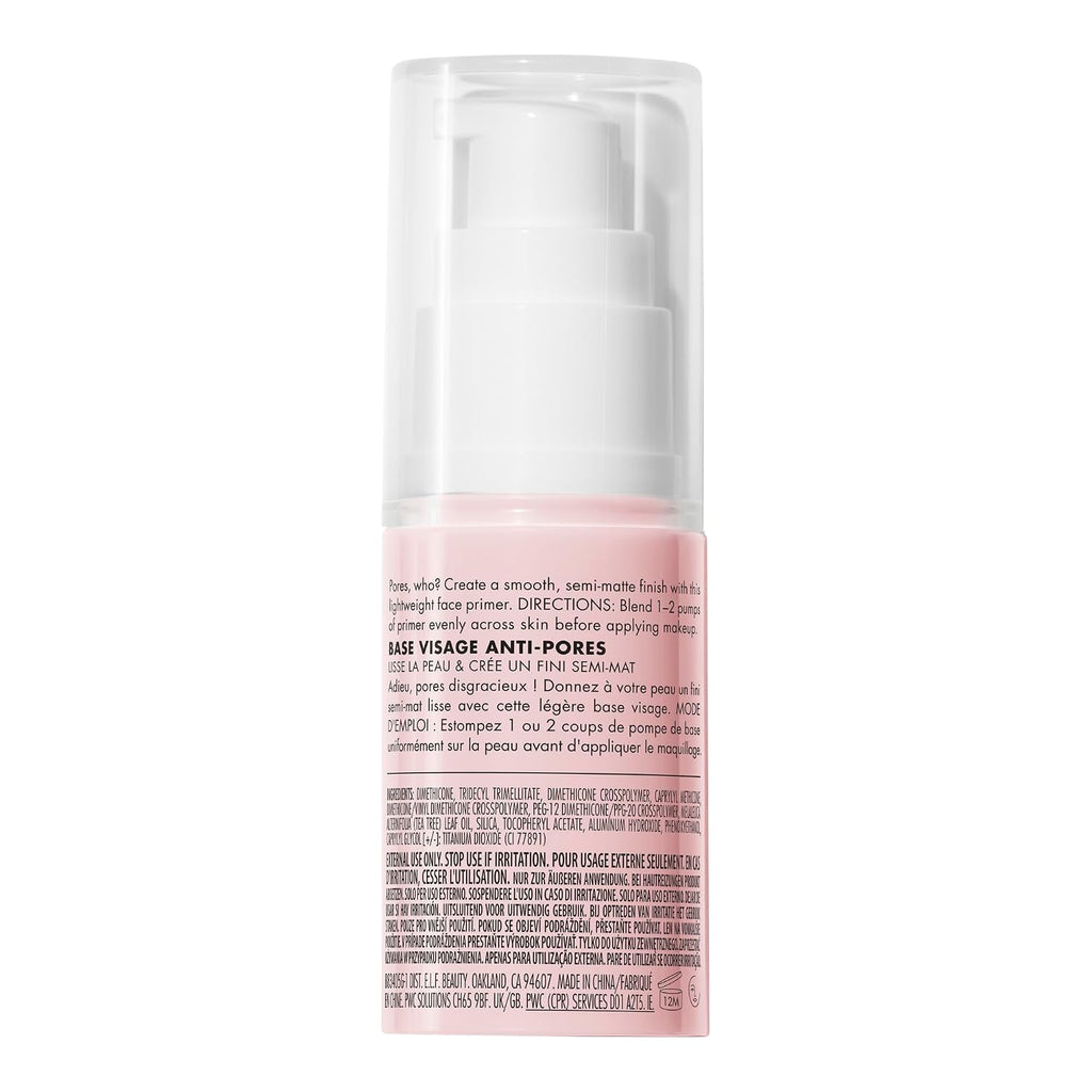 e.l.f. Poreless Face Primer. Skin-Smoothing Matte Makeup Base. Minimizes Pores & Fine Lines. Long-Lasting Foundation Primer with Tea Tree & Vitamins A & E. Vegan & Cruelty-Free