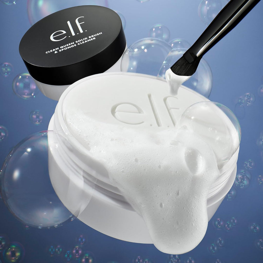 e.l.f. Clean Queen Solid Brush & Sponge Cleaner. Cleanses Face & Eye Makeup Brushes & Sponges. Nourishing. Non-Damaging Formula. Vegan & Cruelty-Free
