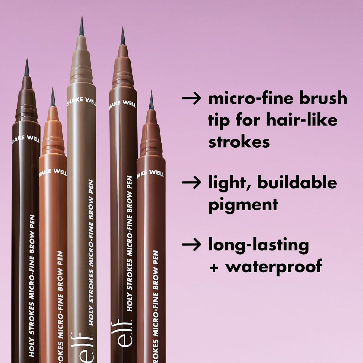 e.l.f. Holy Strokes Micro-Fine Brow Pen. Liquid Waterproof Eyebrow Makeup For Detailing & Adding Dimension. Vegan & Cruelty-Free. Soft Brown
