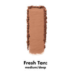 e.l.f. Primer-Infused Bronzer. Fresh Tan | Long-Lasting. Lightweight & Buildable Powder Bronzer. Delivers A Matte Finish. Vegan & Cruelty-Free
