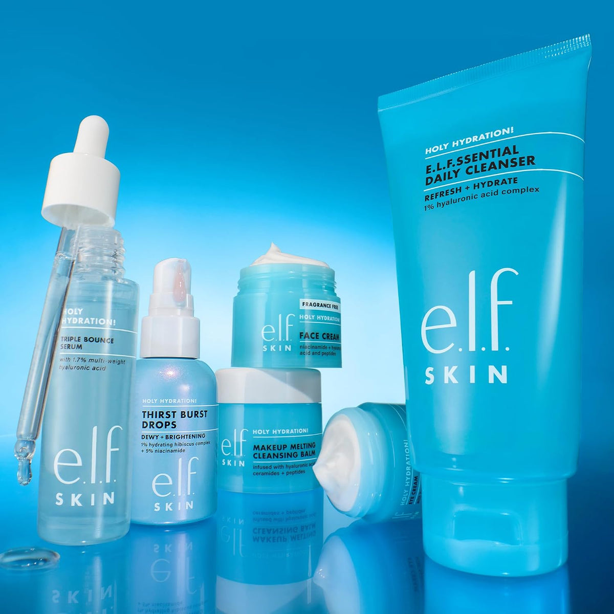 e.l.f. SKIN Holy Hydration! e.l.f.ssential Daily Cleanser | Gentle & Refreshing Gel-to-Foam Face Cleanser. Hydrated-Feel & Soft Skin. 1% Hyaluronic Acid Complex. Vegan & Cruelty-Free