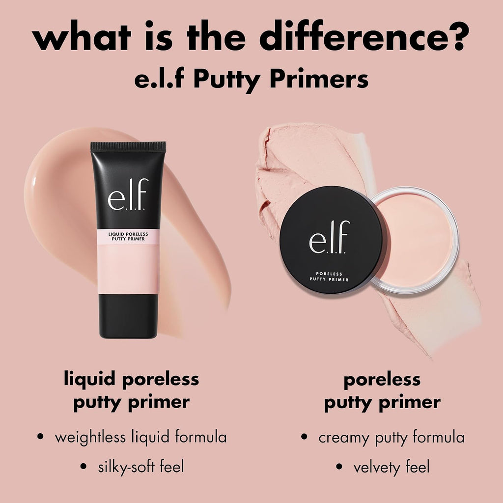 e.l.f. Poreless Face Primer. Skin-Perfecting & Lightweight. Long Lasting. Smooths & Preps to Create Flawless Base. Infused with Tea Tree and Vitamins A & E. 2 Fl Oz
