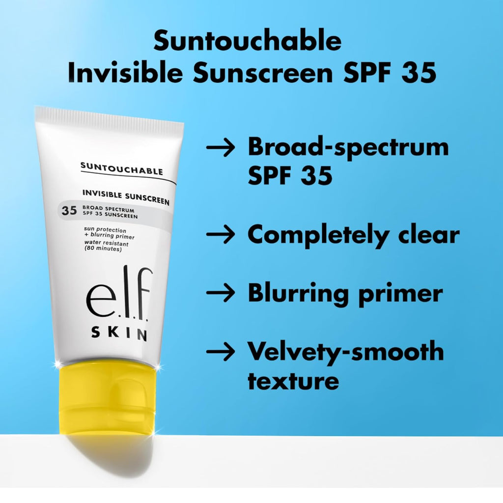 e.l.f. SKIN Suntouchable Invisible SPF 35 Sunscreen | Lightweight Gel for Under Makeup. Daily Face Sunscreen for Women. Vegan & Cruelty-Free