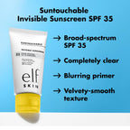 e.l.f. SKIN Suntouchable Invisible SPF 35 Sunscreen | Lightweight Gel for Under Makeup. Daily Face Sunscreen for Women. Vegan & Cruelty-Free