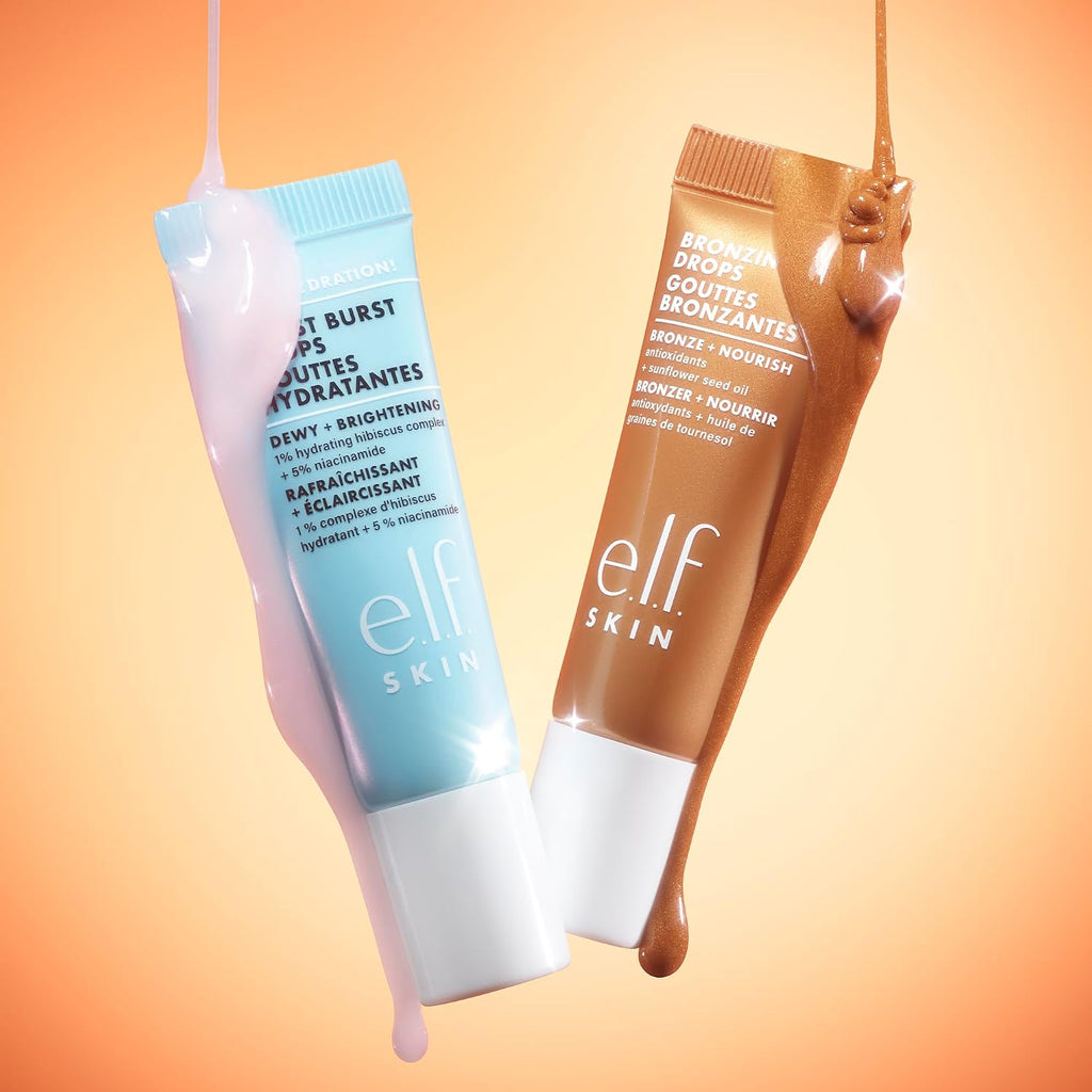e.l.f. SKIN The Hottest Drops Duo | Holy Hydration! Thirst Burst Drops & Bronzing Drops Skincare Set. For A Dewy. Sun-Kissed Look. Vegan & Cruelty-Free