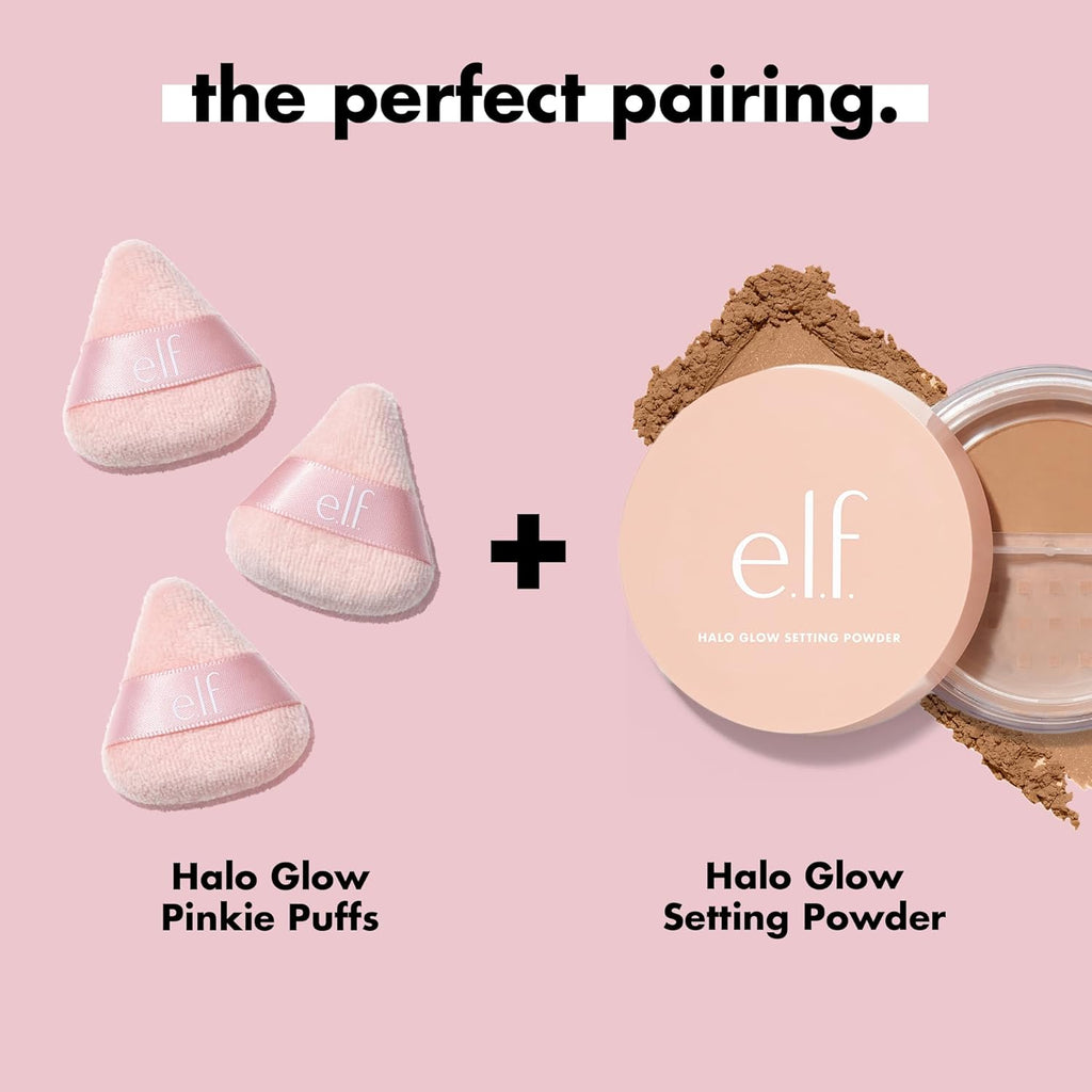 e.l.f. Halo Glow Pinkie Puffs | Finger-sized. Mini Puff For Applying Loose & Pressed Powders. Soft. Reusable & Washable. Vegan & Cruelty-Free. Set of 3