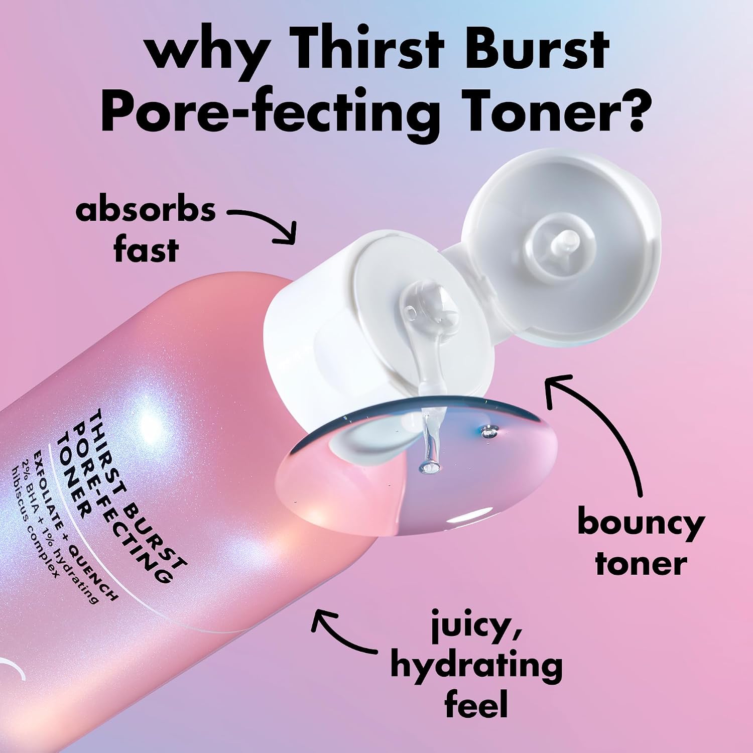 e.l.f. SKIN Thirst Burst Pore-fecting Toner. Hydrating for Face. Smooths. Plumps & Minimizes Pores. Infused with Salicylic Acid. Vegan & Cruelty-Free