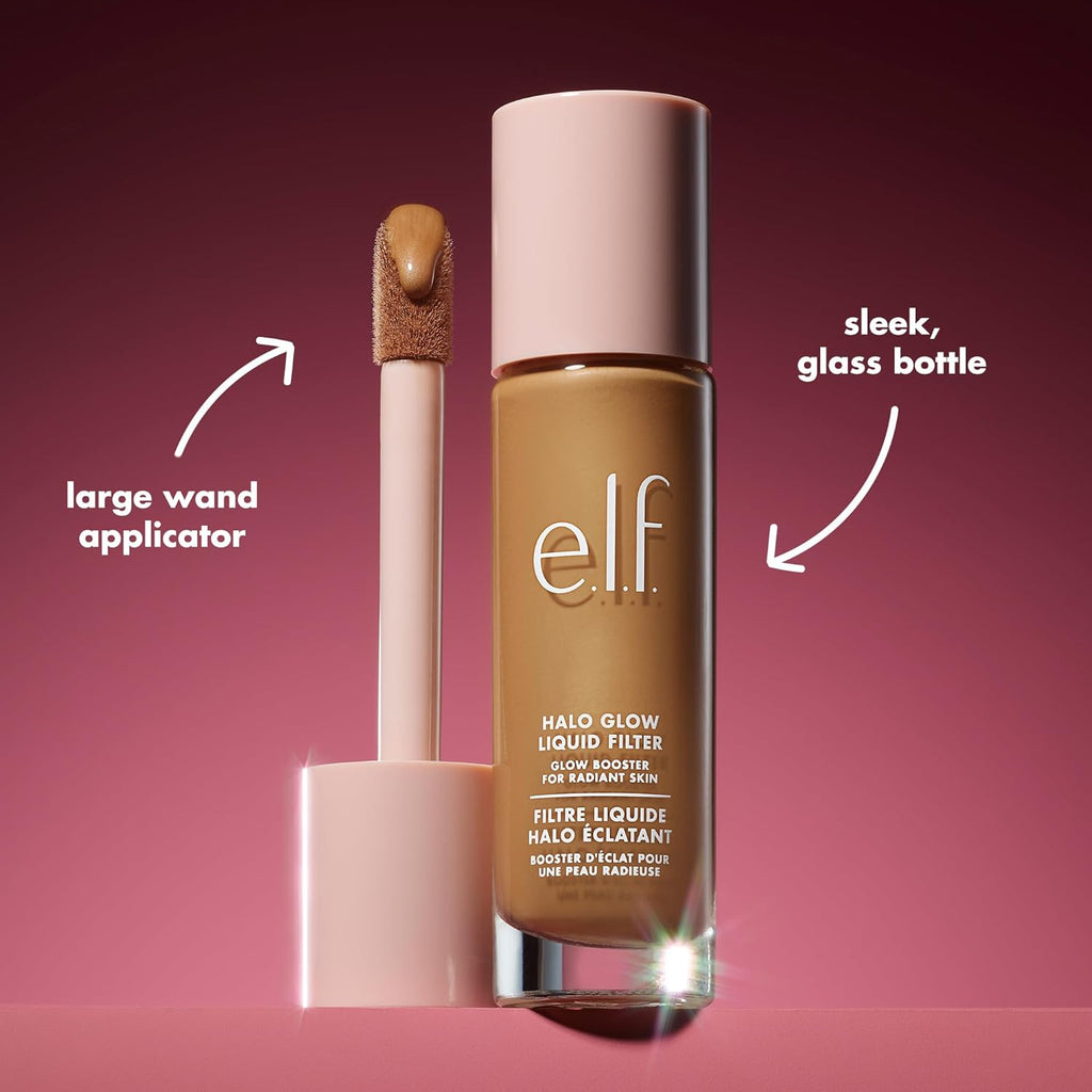 e.l.f. Halo Glow Liquid Filter. Hydrating Complexion Boost. 0.5 Fair | Soft Focus. Luminous Natural Glow for Face & Body. Infused with Hyaluronic Acid & Squalene. Vegan & Cruelty-Free