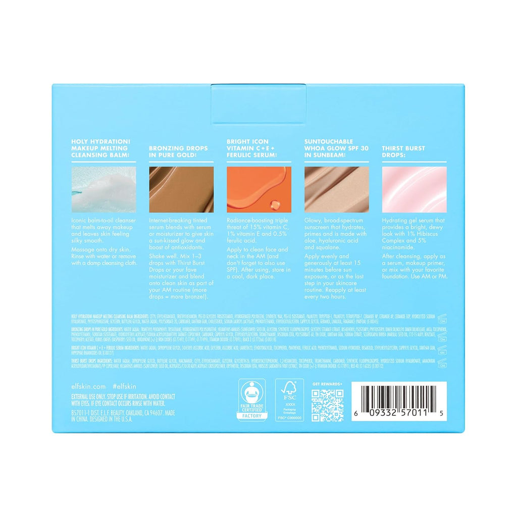 e.l.f. SKIN Best & Obsessed Skincare Kit | Travel-Size Makeup Remover. Sunscreen & Brightening Serums For Glowy Skin. Vegan & Cruelty-Free
