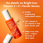 e.l.f. SKIN Bright Icon Vitamin C + E + Ferulic Serum. 1 oz | Brightening Serum with 15% Vitamin C. 1% Vitamin E & 0.5% Ferulic Acid. Helps the Look of Dark Spots. Vegan & Cruelty-Free