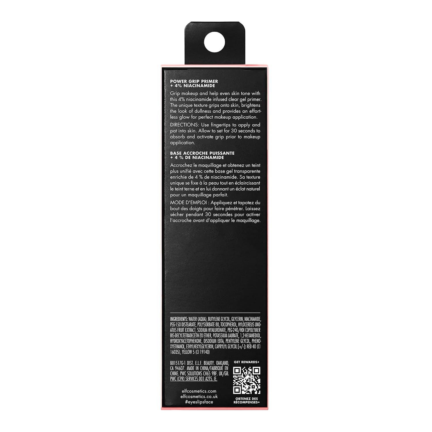 e.l.f. Power Grip Primer + 4% Niacinamide. Gripping Gel Primer. 0.811 Fl Oz | Brightening Formula. Ultra-Dewy & Glowing Finish. Long-Lasting Wear. Hydrating Gel Base. Lightweight. Vegan & Cruelty-Free