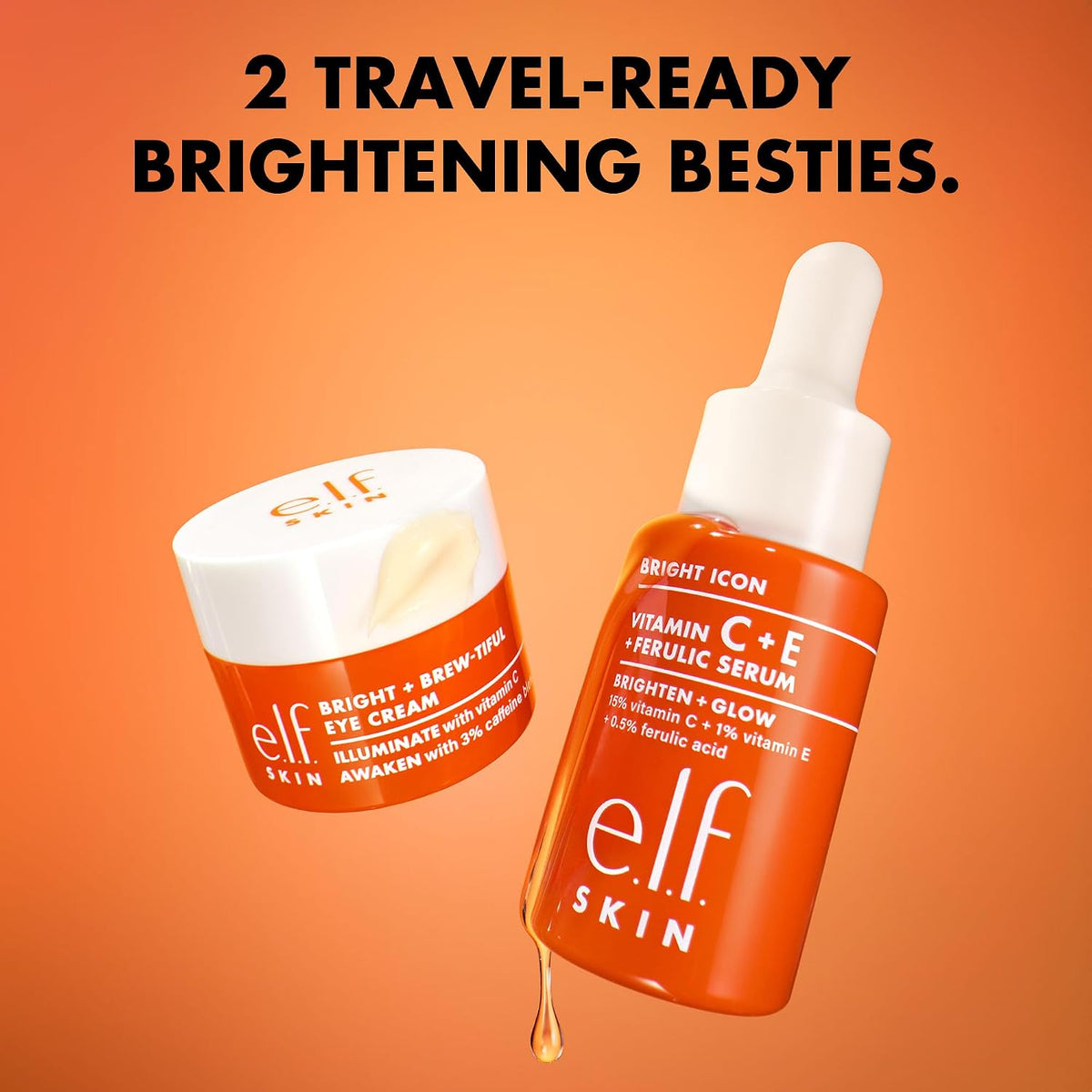 e.l.f. SKIN Brightest Besties Duo. Travel-Sized Skincare Set. Brightening Face Serum & Vitamin C Eye Cream. Boosts Radiance. Depuffs & Evens Skin Tone. Vegan & Cruelty-Free