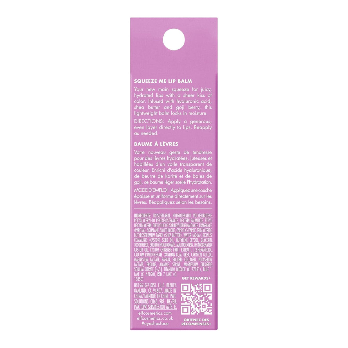 e.l.f. Squeeze Me Lip Balm. Grape | Moisturizing Lip Balm For A Sheer Tint Of Color. Infused With Hyaluronic Acid. Vegan & Cruelty-free