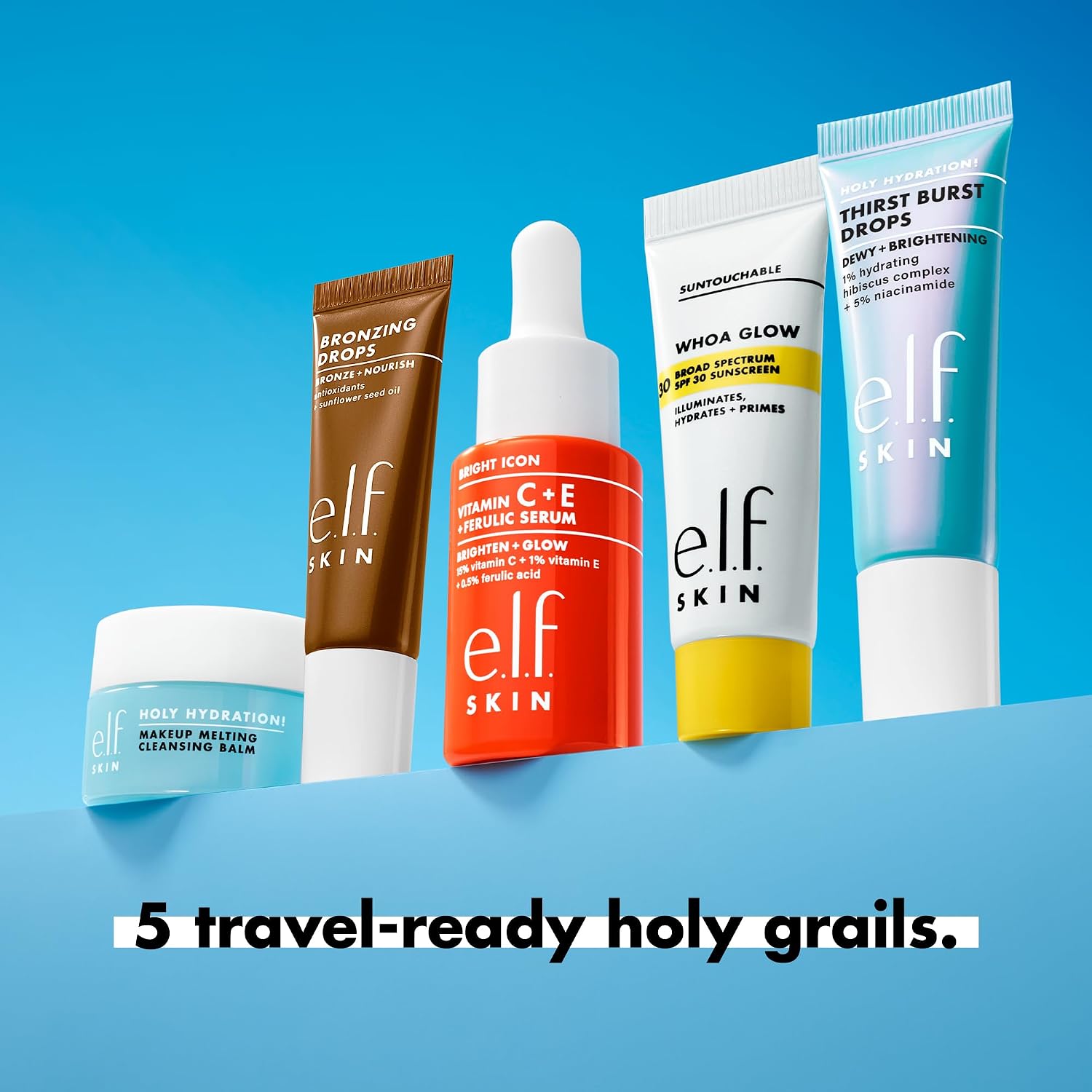 e.l.f. SKIN Best & Obsessed Skincare Kit | Travel-Size Makeup Remover. Sunscreen & Brightening Serums For Glowy Skin. Vegan & Cruelty-Free