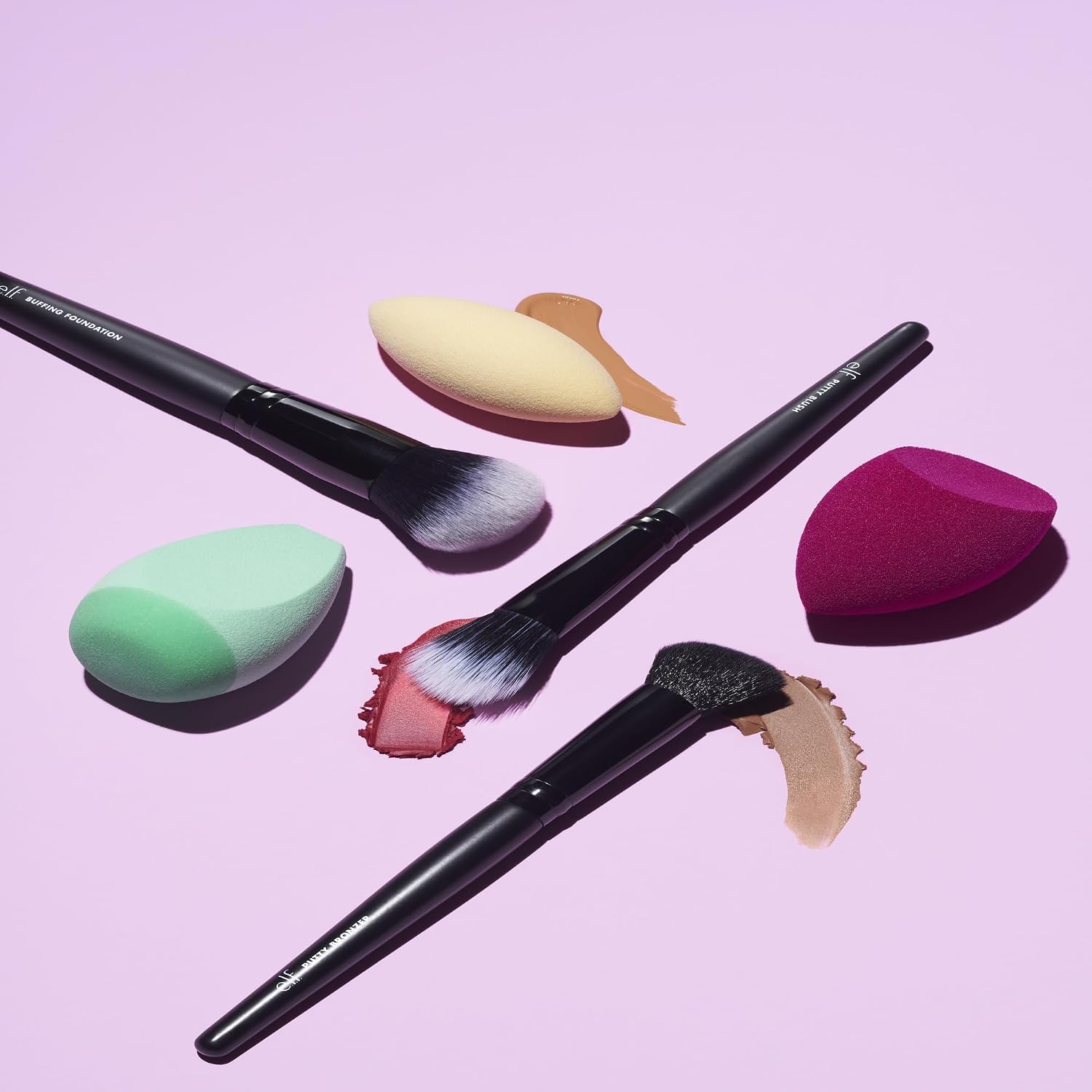 e.l.f. Buffing Foundation Brush. Tapered Makeup Brush For A Seamless-Looking Finish & Even Coverage. Vegan & Cruelty-Free